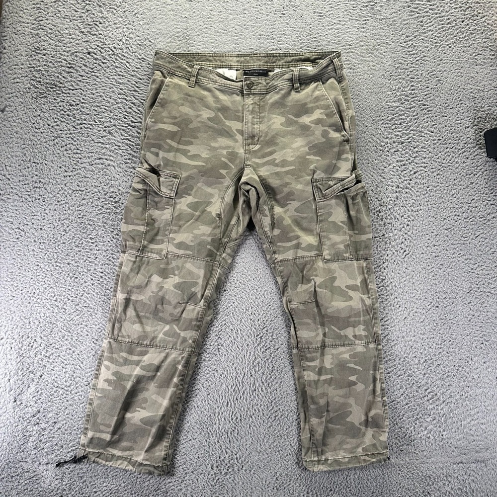 No Boundaries Pant Mens 36x30 Green Camouflage Cotton Cargo Straight Leg Stretch